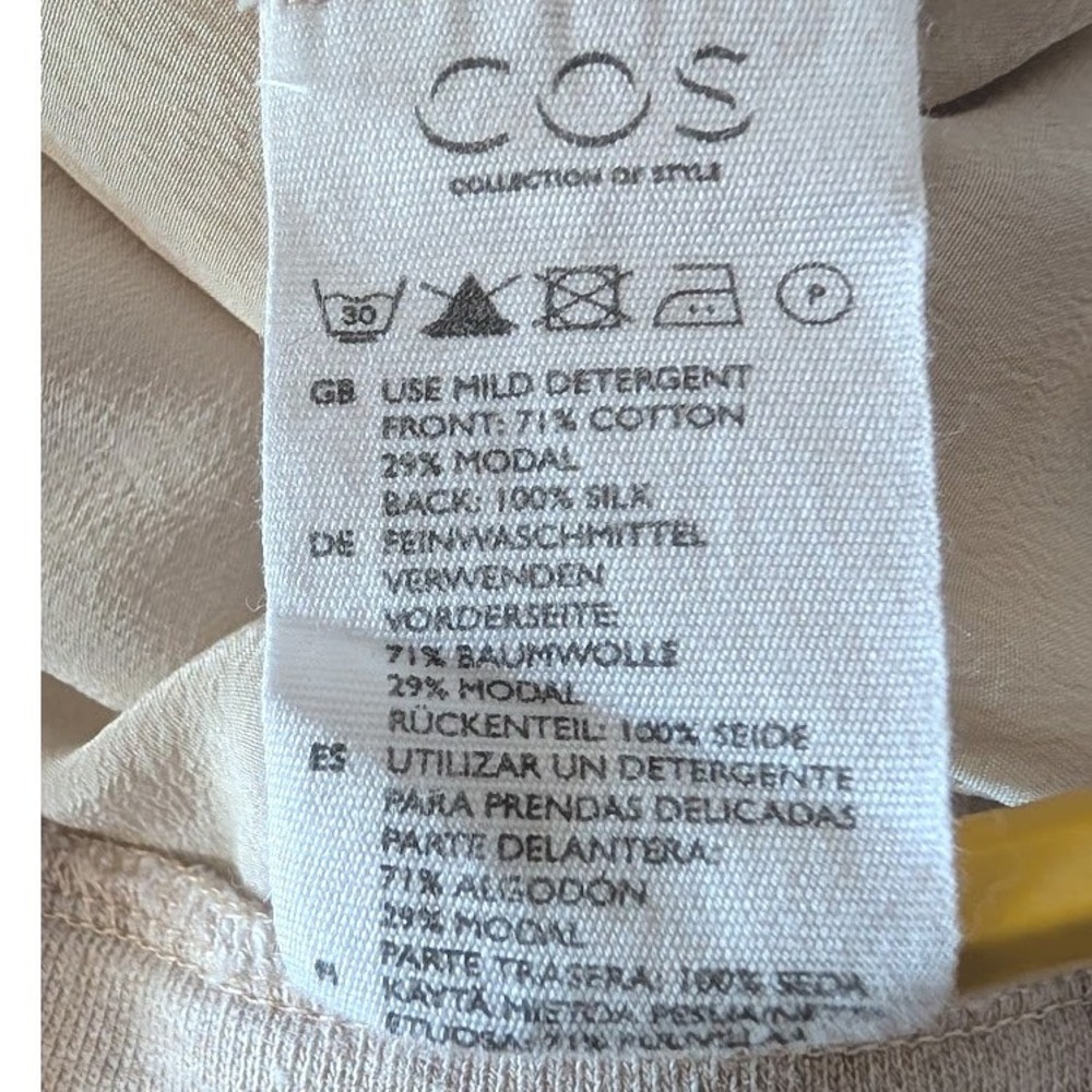 COS Women Heathered Oatmeal Silk Back Cotton Modal Knit Top Size Small‎ - Picture 8 of 8